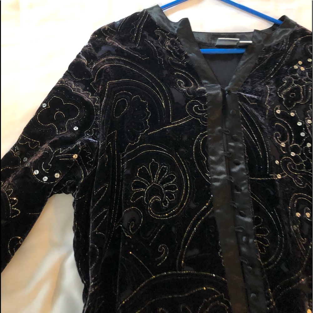 black velour sequined dress top